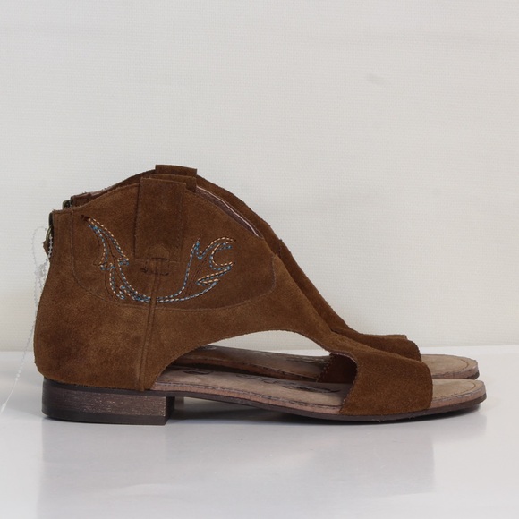 Naughty Monkey Women's Brown Suede Open Toe Ankle Shootie Sandals - Picture 5 of 9